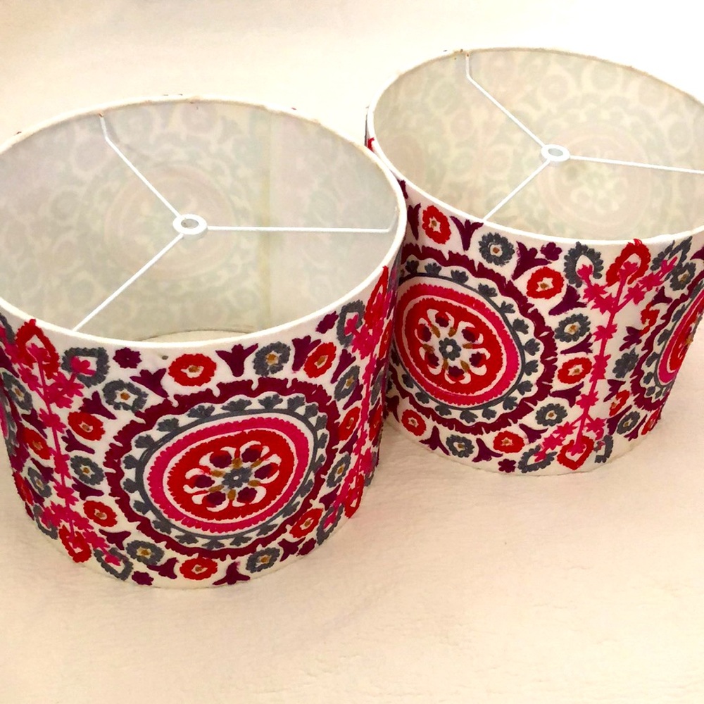 POTTERY BARN TEEN 2 Embroidered Lamps Shades